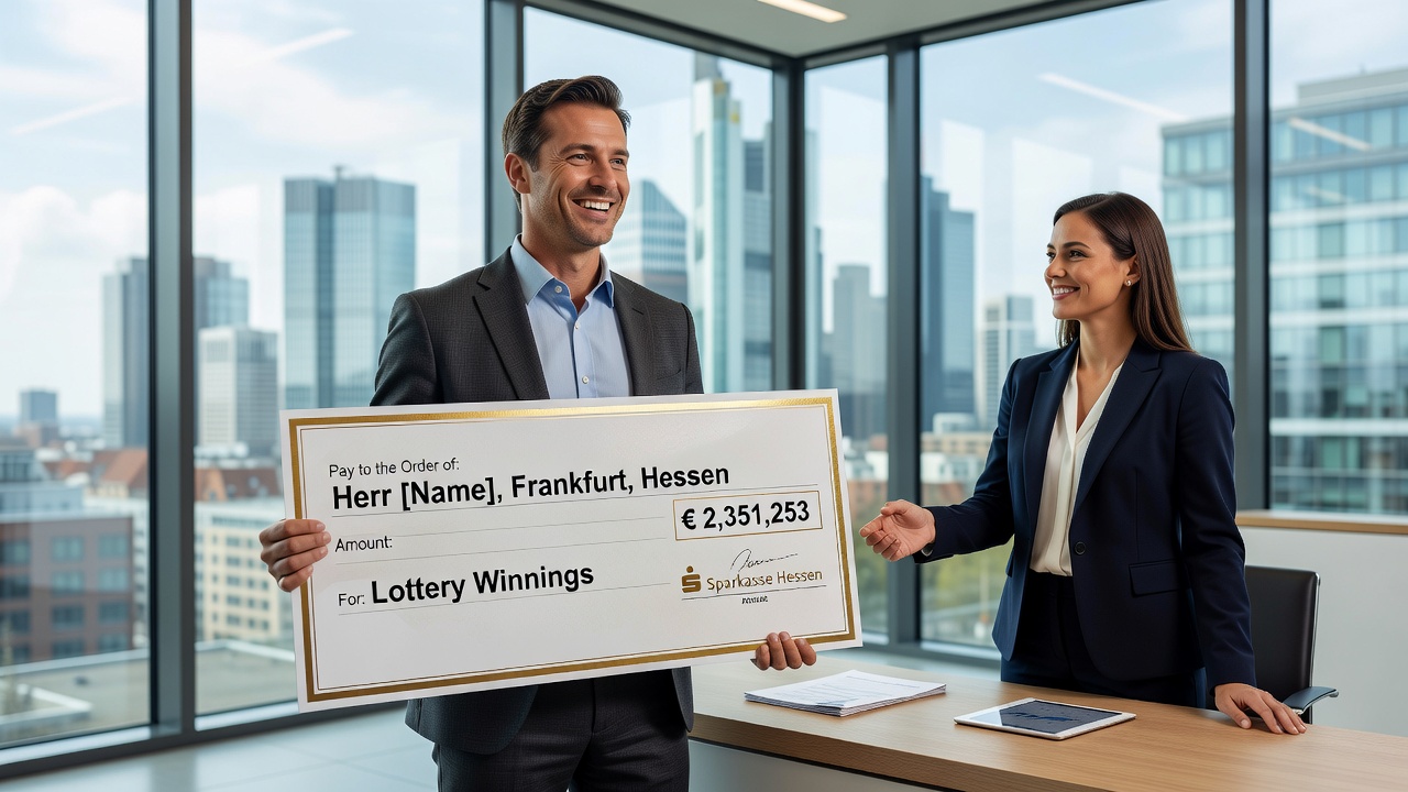 Darstellung einer Wiesbadener Lotteriezentrale mit Einlösungsprozess